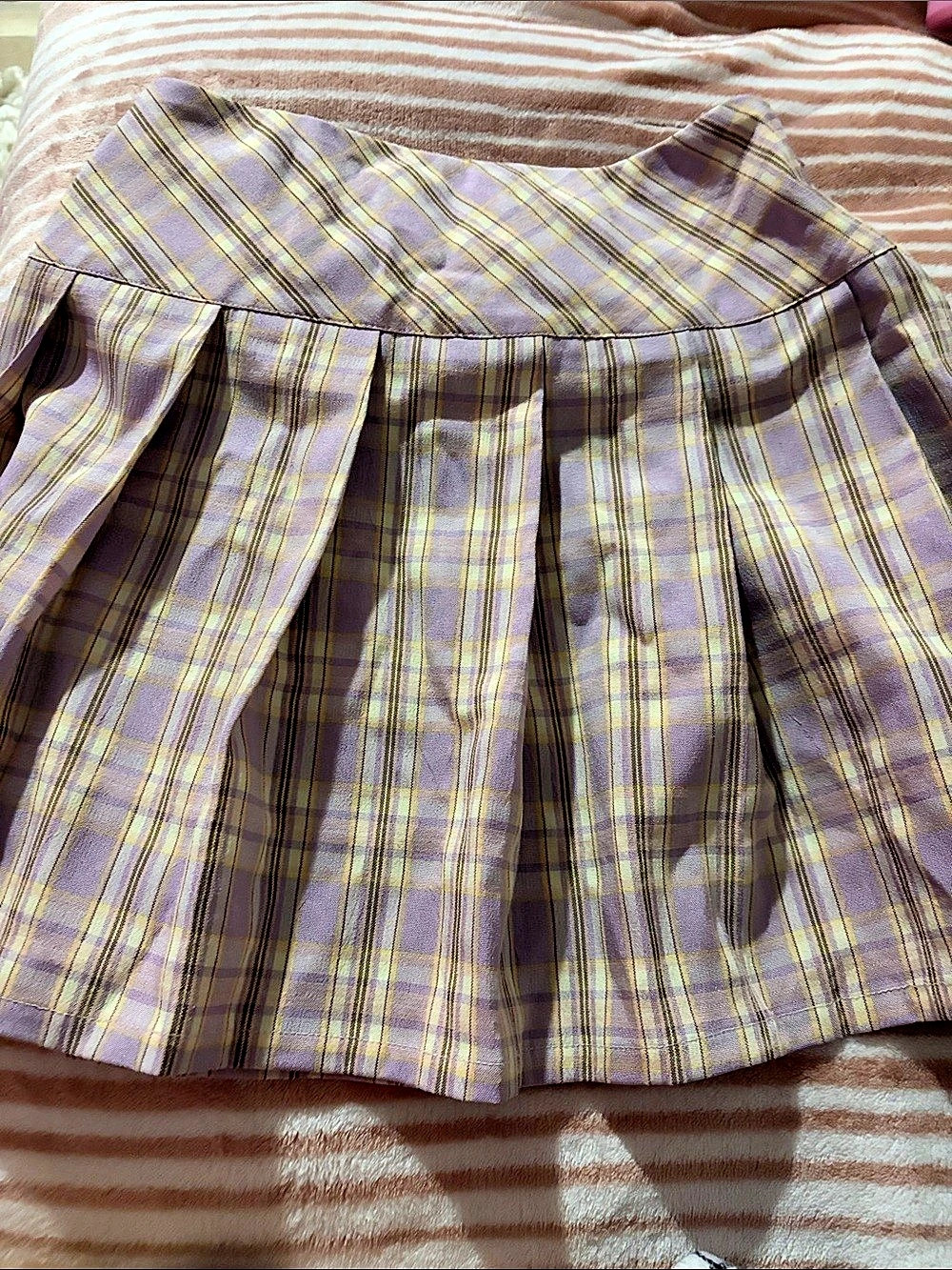 elodie Henrietta Pleated Plaid Skirt Purple & Yellow